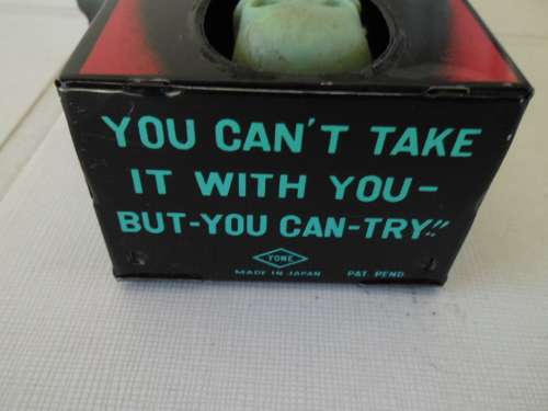 Rare Coffin Bank tinplate toy working mint condition