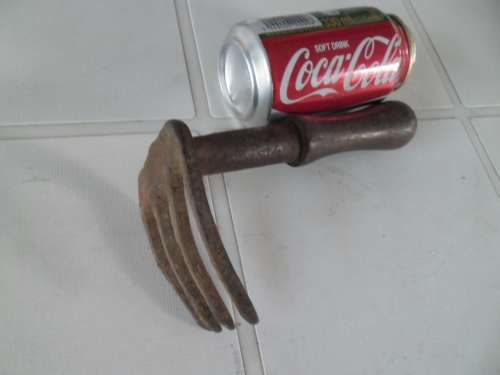 old stunning metal with wood handle garden tool