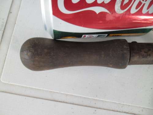old stunning metal with wood handle garden tool