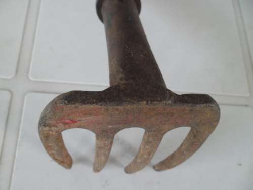old stunning metal with wood handle garden tool