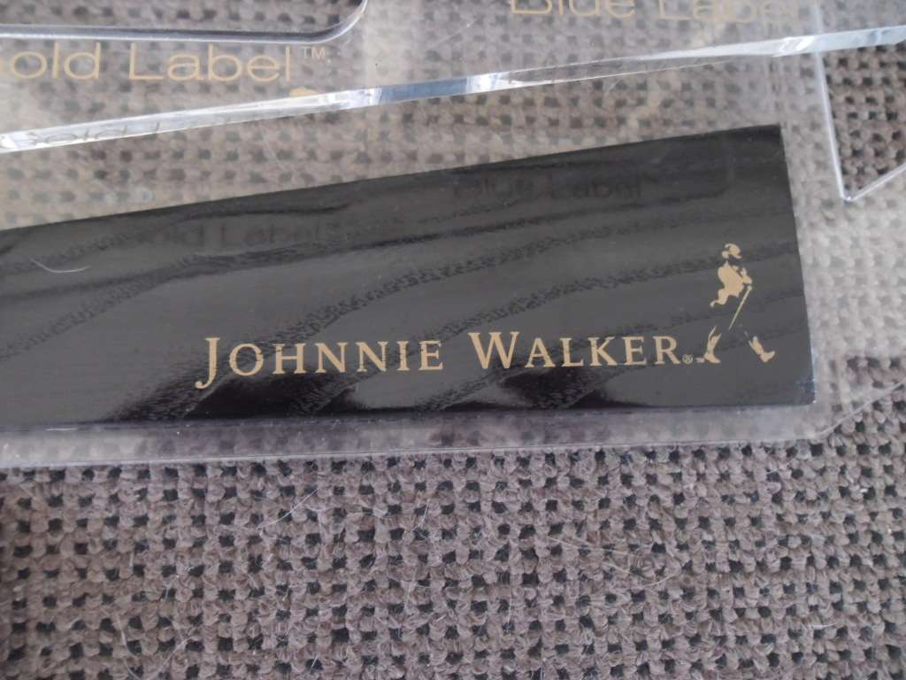 Red Black Green Gold Blue Johnnie Walker advertising tray 585mm long read below