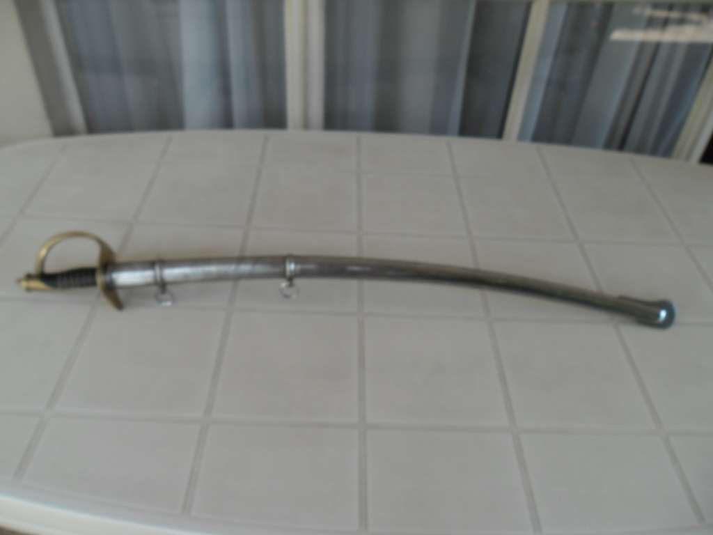 Rare Sword stamped India with brass hilt and metal scabbard total length 1065mm long