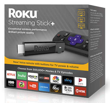 ROKU STREAMING STICK+ 4K/HDR MEDIA PLAYER 3810R (2017) | INSTOCK