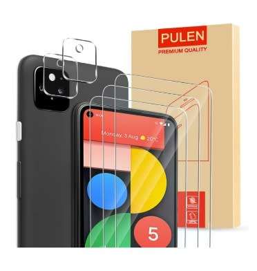 GOOGLE PIXEL 5 PREMIUM TEMPERED GLASS SCREEN AND CAMERA LENS PROTECTOR 9H 5PK PULEN | INSTOCK