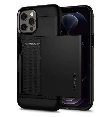 IPHONE 12 PRO PREMIUM SLIM ARMOR CARD CASE BLACK SPIGEN | INSTOCK