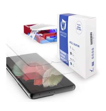 SAMSUNG GALAXY S21 ULTRA TEMPERED SCREEN PROTECTOR 3D CURVED DOME GLASS 2PK WHITESTONE | INSTOCK