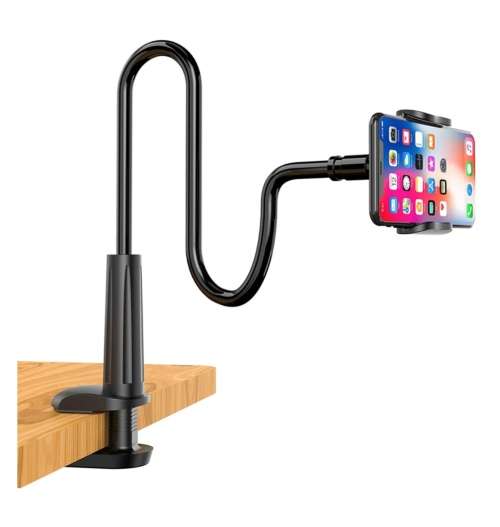 GOOSENECK FLEXIBLE ARM PHONE MOUNT WITH ADJUSTABLE CLAMP BLACK SHAWE | INSTOCK