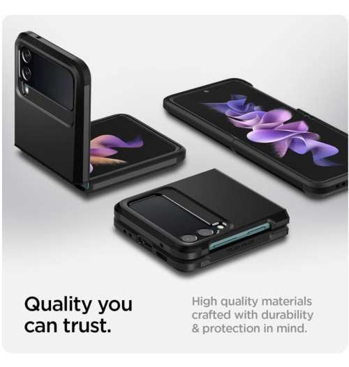 SAMSUNG GALAXY Z FLIP 3 5G PREMIUM TOUGH ARMOR CASE BLACK SPIGEN | INSTOCK
