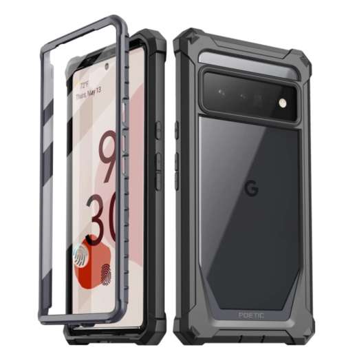 GOOGLE PIXEL 6 PRO PREMIUM FULL BODY RUGGED GUARDIAN CASE BLACK/CLEAR POETIC | INSTOCK