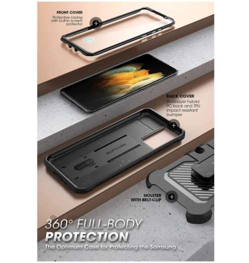SAMSUNG GALAXY S21 FE FULL BODY RUGGED PROTECTIVE CASE BLACK  SUPCASE | INSTOCK