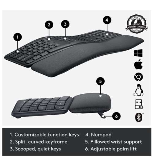 LOGITECH ERGO K860 WIRELESS SPLIT ERGONOMIC KEYBOARD | INSTOCK