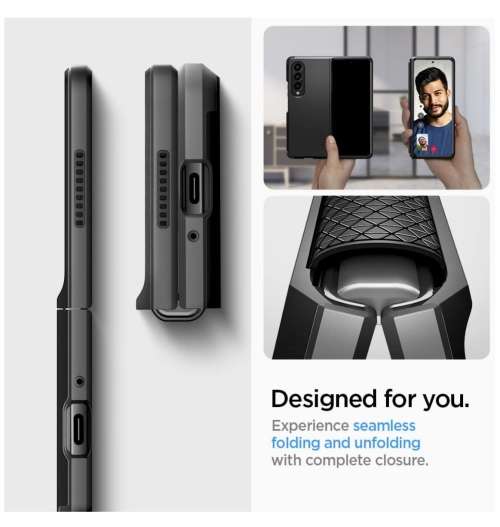 SAMSUNG GALAXY Z FOLD 4 PREMIUM TOUGH ARMOR CASE BLACK SPIGEN | INSTOCK