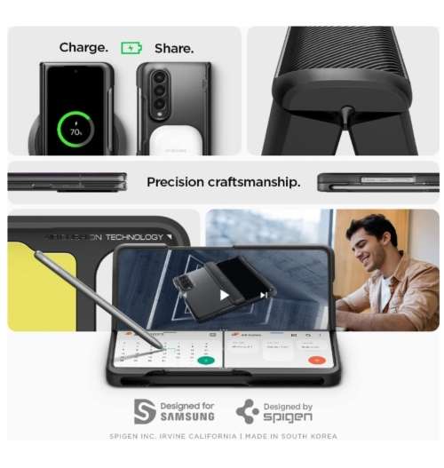 SAMSUNG GALAXY Z FOLD 4 PREMIUM SLIM ARMOR PRO PEN EDITION CASE BLACK SPIGEN | INSTOCK