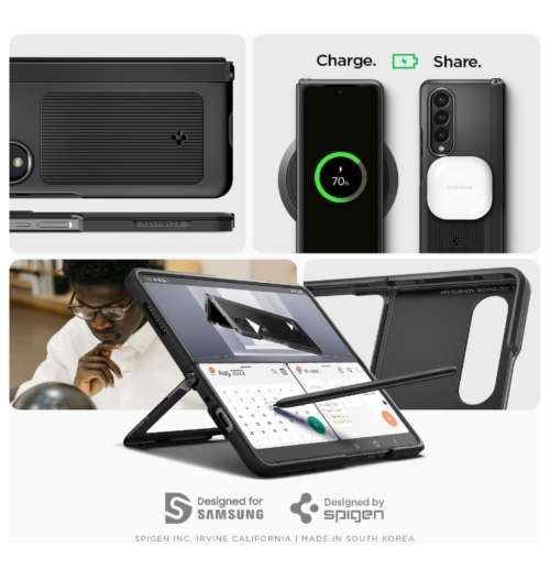 SAMSUNG GALAXY Z FOLD 4 PREMIUM NEO HYBRID S CASE BLACK SPIGEN | INSTOCK