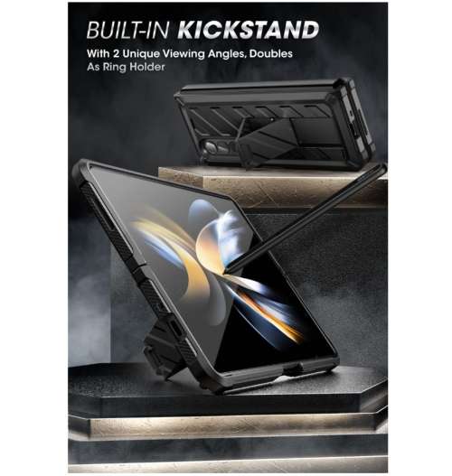SAMSUNG GALAXY Z FOLD 4 FULL BODY RUGGED PROTECTIVE CASE BLACK SUPCASE | INSTOCK