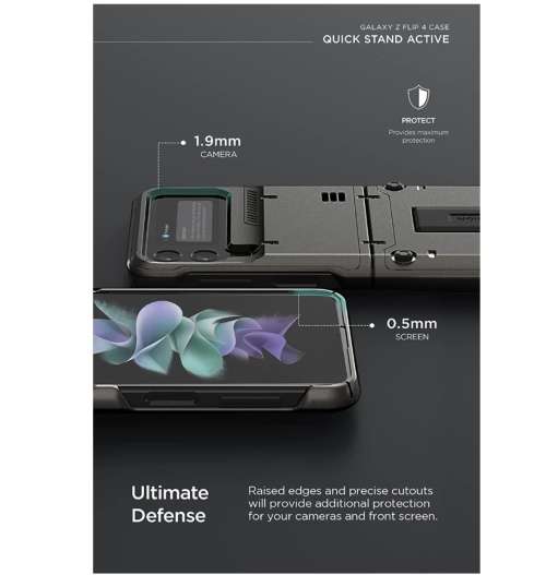 SAMSUNG GALAXY Z FLIP 4 PREMIUM RUGGED HARD DROP ROBOT VIBE CASE BLACK VRS DESIGN | INSTOCK