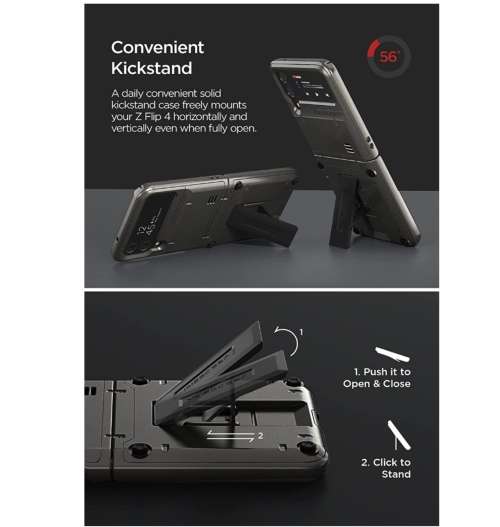 SAMSUNG GALAXY Z FLIP 4 PREMIUM RUGGED HARD DROP ROBOT VIBE CASE BLACK VRS DESIGN | INSTOCK