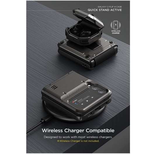 SAMSUNG GALAXY Z FLIP 4 PREMIUM RUGGED HARD DROP ROBOT VIBE CASE BLACK VRS DESIGN | INSTOCK
