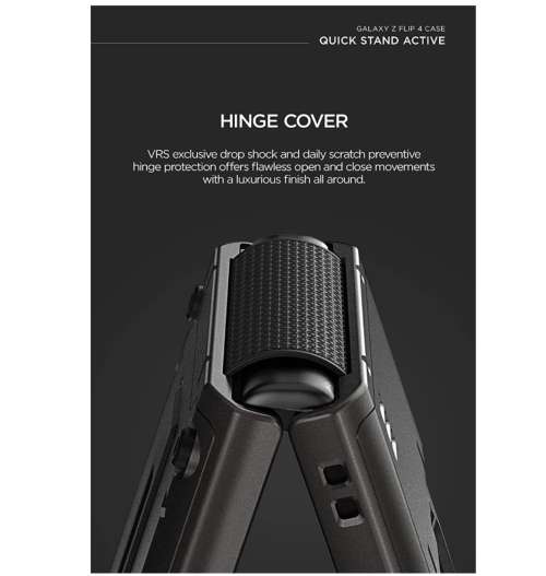 SAMSUNG GALAXY Z FLIP 4 PREMIUM RUGGED HARD DROP ROBOT VIBE CASE BLACK VRS DESIGN | INSTOCK