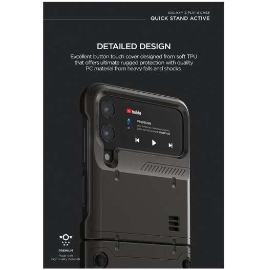 SAMSUNG GALAXY Z FLIP 4 PREMIUM RUGGED HARD DROP ROBOT VIBE CASE BLACK VRS DESIGN | INSTOCK