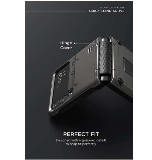 SAMSUNG GALAXY Z FLIP 4 PREMIUM RUGGED HARD DROP ROBOT VIBE CASE BLACK VRS DESIGN | INSTOCK