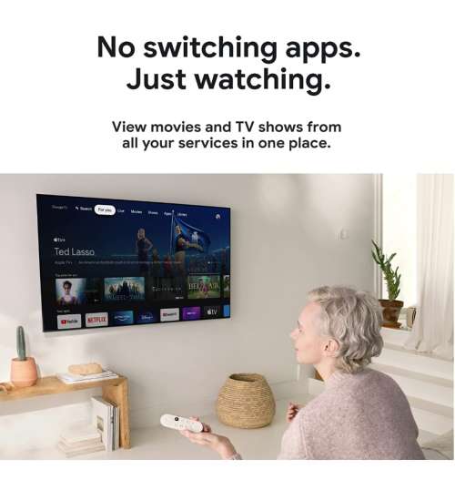 GOOGLE CHROMECAST 4 HD WITH GOOGLE TV SNOW | INSTOCK