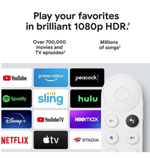 GOOGLE CHROMECAST 4 HD WITH GOOGLE TV SNOW | INSTOCK