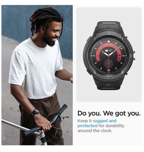 SAMSUNG GALAXY WATCH 5 PRO PREMIUM RUGGED ARMOR PRO CASE 45MM BLACK SPIGEN | INSTOCK