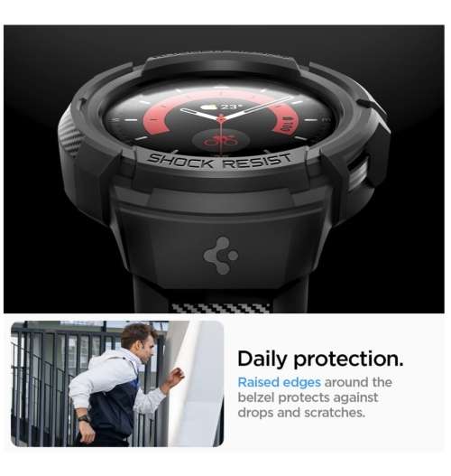 SAMSUNG GALAXY WATCH 5 PRO PREMIUM RUGGED ARMOR PRO CASE 45MM BLACK SPIGEN | INSTOCK