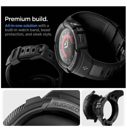 SAMSUNG GALAXY WATCH 5 PRO PREMIUM RUGGED ARMOR PRO CASE 45MM BLACK SPIGEN | INSTOCK