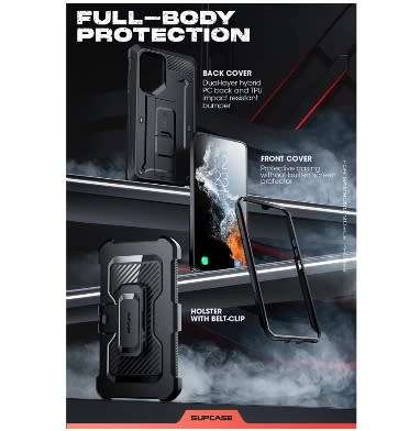 SAMSUNG GALAXY S23 ULTRA FULL BODY RUGGED PROTECTIVE CASE BLACK | SUPCASE
