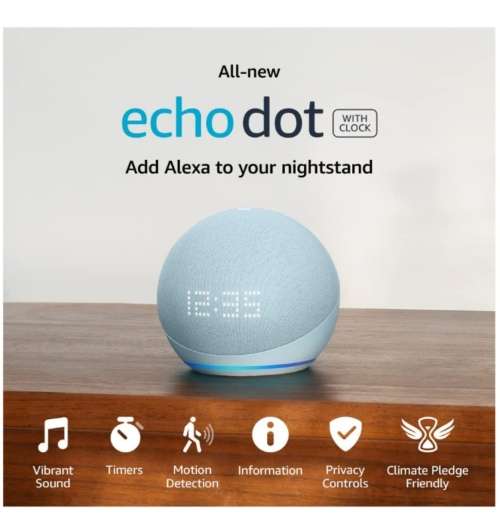 AMAZON ECHO DOT WITH CLOCK (2022) CLOUD BLUE | INSTOCK