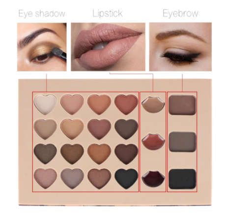 3 In 1 Eyeshadow Lipstick Eyebrow Palette