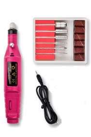 Electric Nail File with Drill Bits - Pink