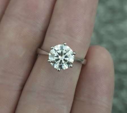 Stunning Certified 3.00ct Moissanite Solitaire Engagement ring 18K White Gold over .925 Size N