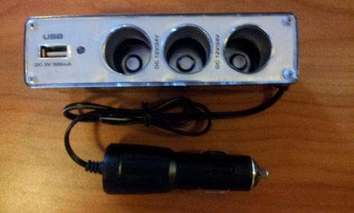 Car Lighter multi Adapter 3 lighter sockets and 5v (500mAh) USB Charging Port