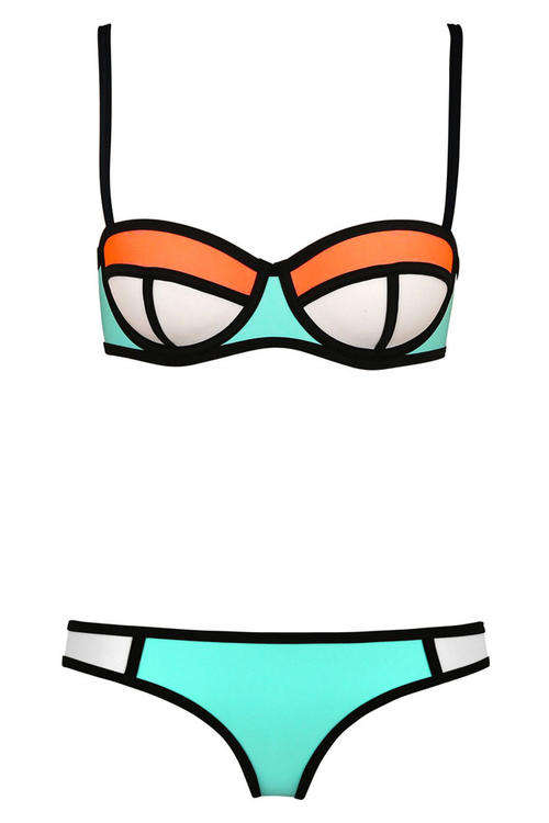 Beautiful light blue block bikini set - size (M)