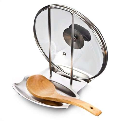 Stainless Steel Pan Pot Rack Cover Lid Rest Stand Spoon Holder Home Applicance The Goods For Kitchen