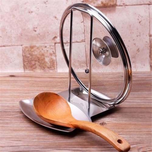 Stainless Steel Pan Pot Rack Cover Lid Rest Stand Spoon Holder Home Applicance The Goods For Kitchen
