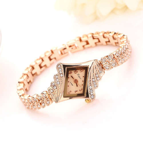 Crystal Bracelet Gemstone Wristwatch Dress Watches Women Ladies Gold Watch Fashion