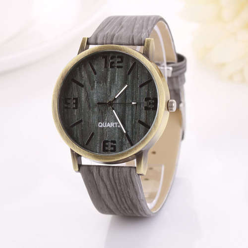 Wooden Quartz Women Watches Men Casual Wooden Color Leather Strap Watch Wood Female