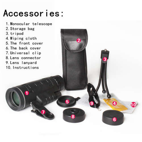 40x60 Portable Monocular Telescope HD Dual Focus Optical Zoom Monocular Telescope with TripodPhone