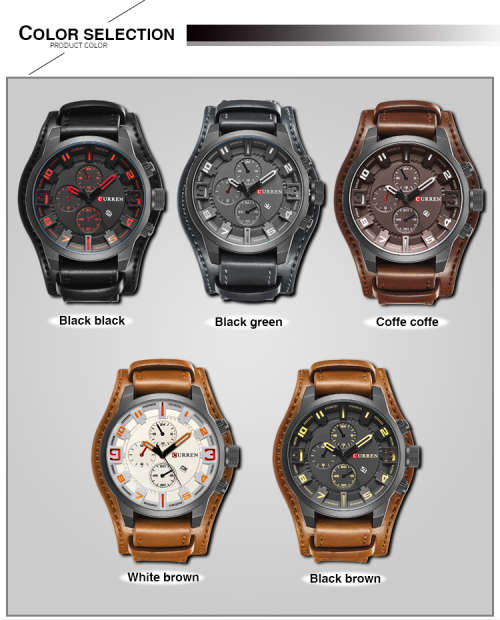 CURREN Top Brand Luxury Mens Watch Men Watches Male Casual Quartz Wristwatch Leather Military Waterp