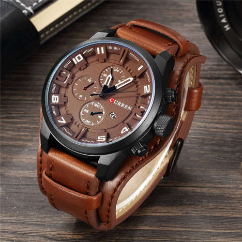 CURREN Top Brand Luxury Mens Watch Men Watches Male Casual Quartz Wristwatch Leather Military Waterp