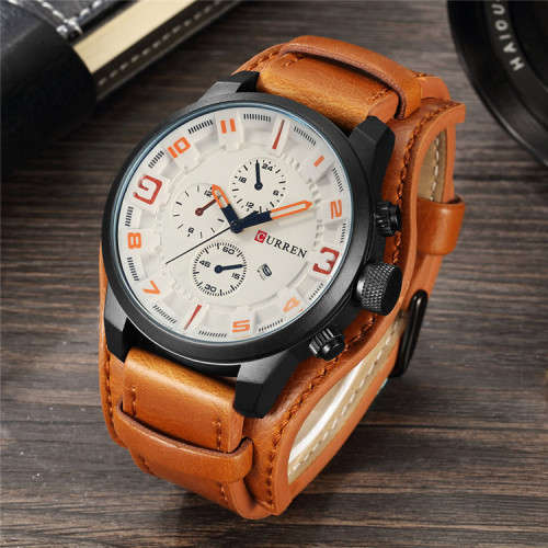 CURREN Top Brand Luxury Mens Watch Men Watches Male Casual Quartz Wristwatch Leather Military Waterp