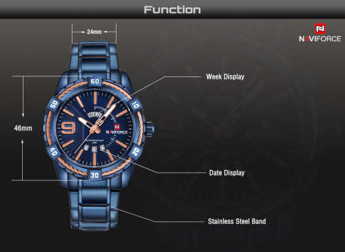 NAVIFORCE Fashion Casual Brand Waterproof Quartz Watch Men Military Stainless Steel Sports Watches M
