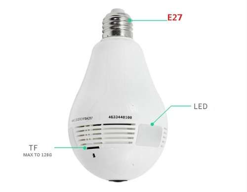1.3MP 2.0MP wifi Panoramic 360 degree camera Wireless Light bulb Fisheye Camera cctv Smart Home 3D V