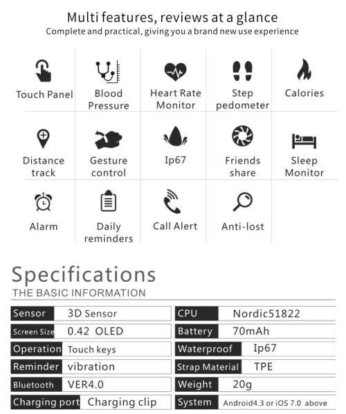 smart watches BOAMIGO brand bracelet wristband bluetooth heart rate message reminder Sleep Monitorin