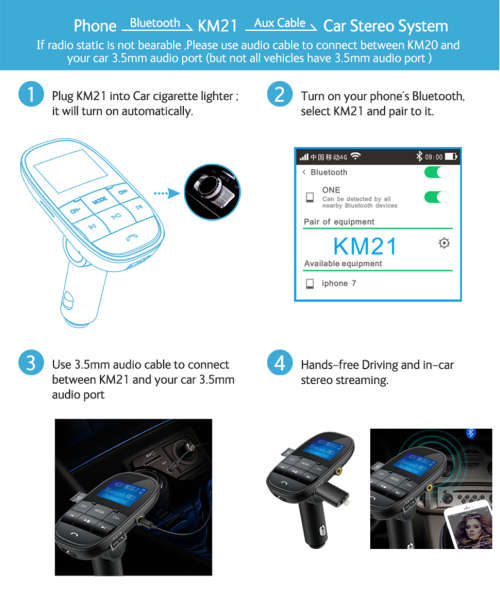Nulaxy FM Transmitter Bluetooth FM Modulator Handsfree Car MP3 Player Support USB Flash Drive SD Car