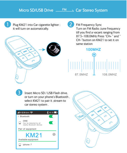 Nulaxy FM Transmitter Bluetooth FM Modulator Handsfree Car MP3 Player Support USB Flash Drive SD Car